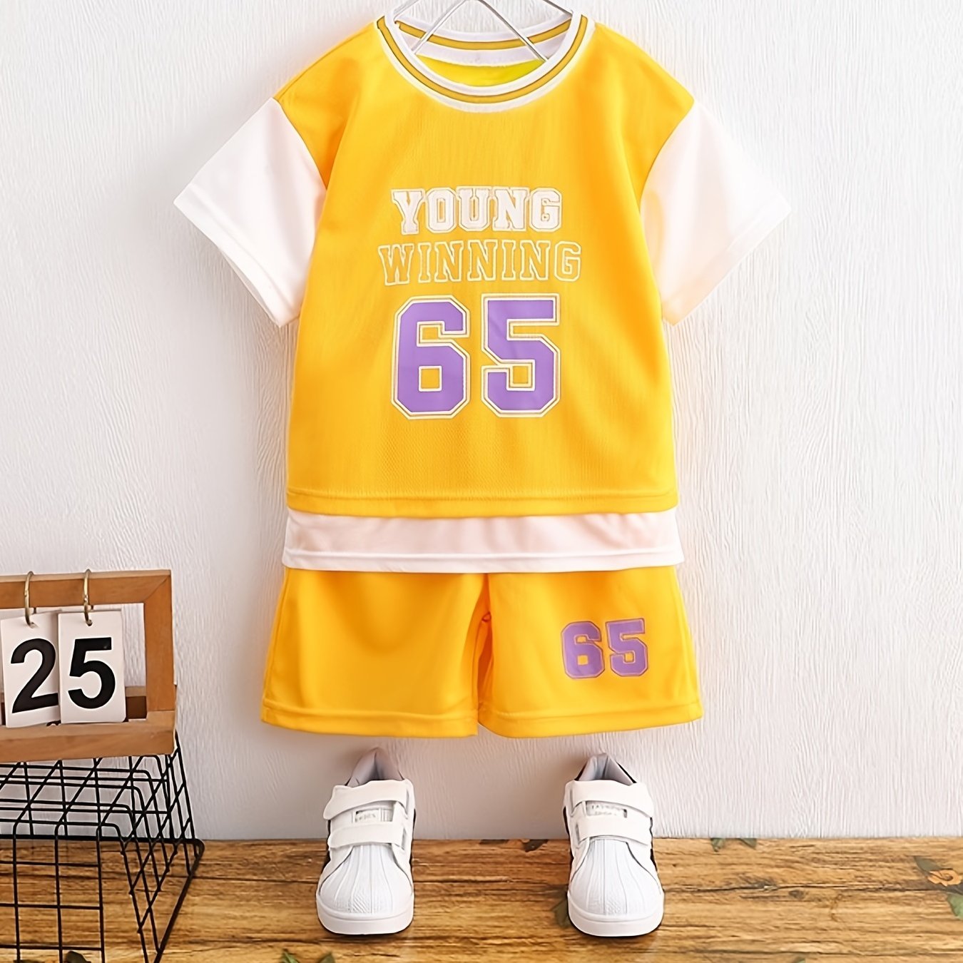 Boys Winning Number 65 Casual Outfit Round Neck T shirt & Shorts