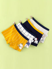 4pcs Boys Cartoon Elephant Bear Boxer Briefs Soft Comfortable Underwear