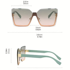 Men's Square Oversized Sunglasses Gradient Lenses Copper Metal Glasses UV400