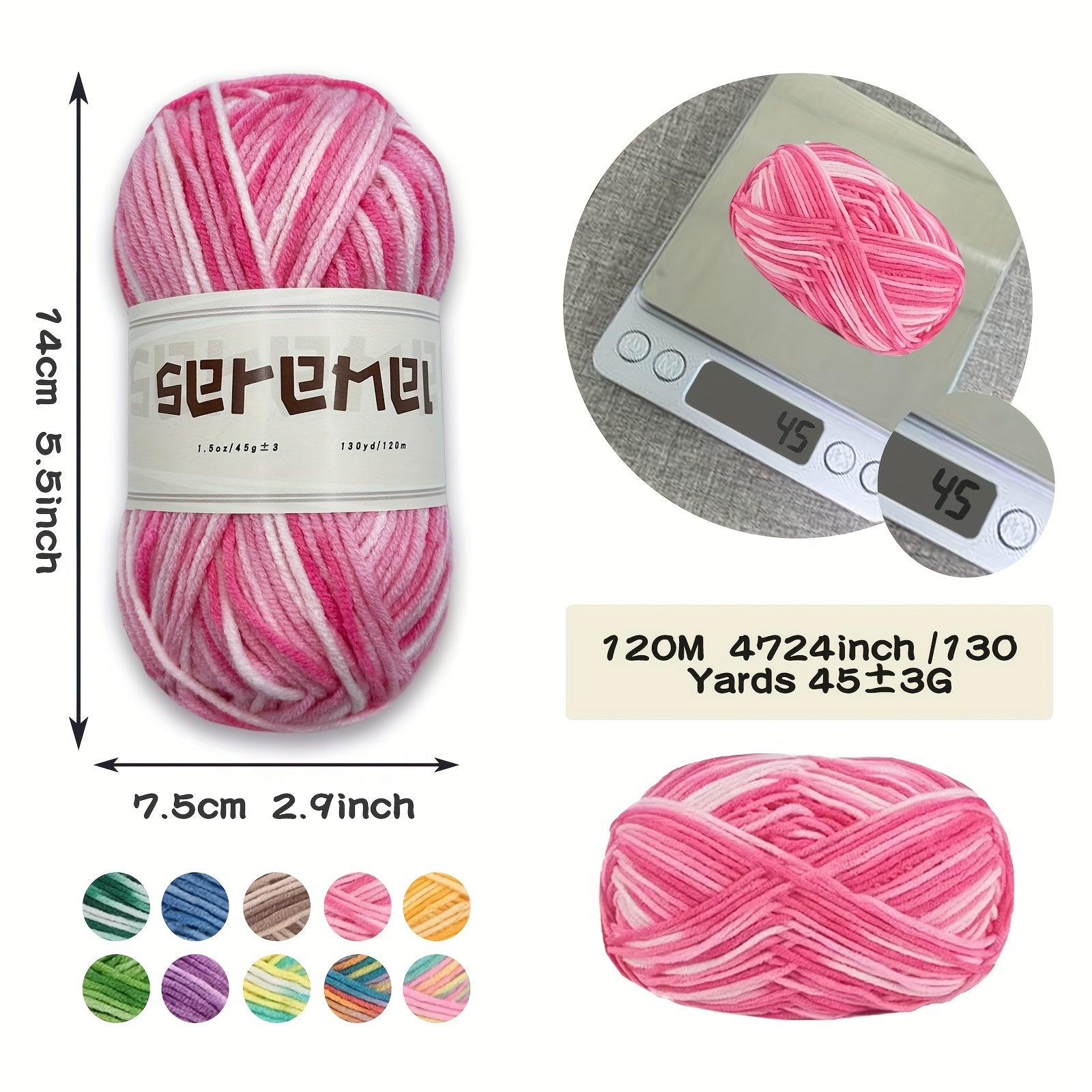 3pcs Colorful Acrylic Yarn 5 ply Soft Yarn For Crocheting And Knitting