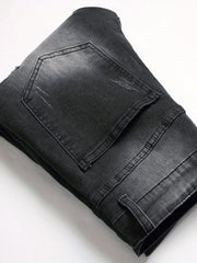 Men's Slim Fit Biker Jeans Stretch Cargo Denim Pants