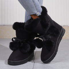 Women's Pompom Thermal Snow Boots Non Slip Snow Shoes