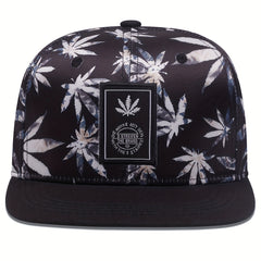 Men's Hip Hop Leaf Weed Cannabis Trucker Hat Snapback Embroidered Flat Brim