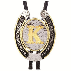 Golden K Letter Western Cowboy Bolo Tie For Men
