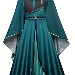 Toddler Girls Square Neck Dress With Cape Costume