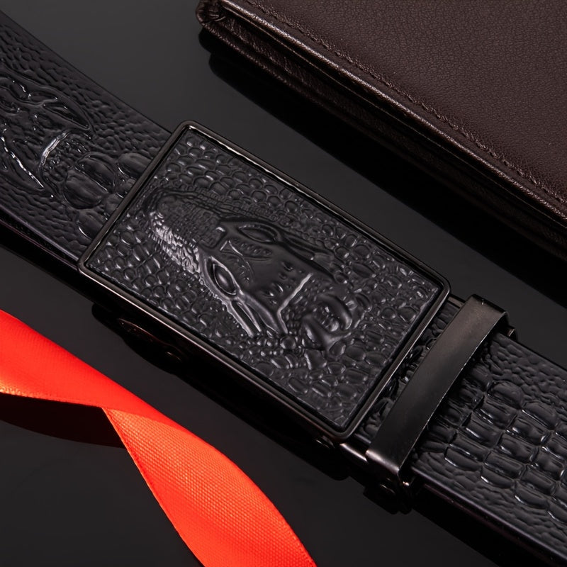 Men's Crocodile Pattern PU Leather Business Belt