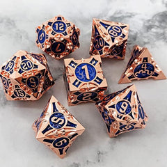 Metal Dice Set 7 Die Polyhedral Gift Box Golden Number