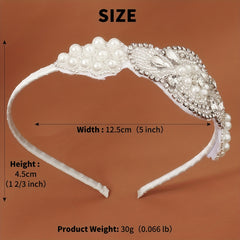 Retro Fabric Headband Faux Pearl Rhinestone Head Jewelry