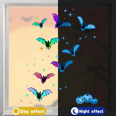 Colorful Luminous Bat Halloween Stickers Eight Bats Luminous Wall Stickers