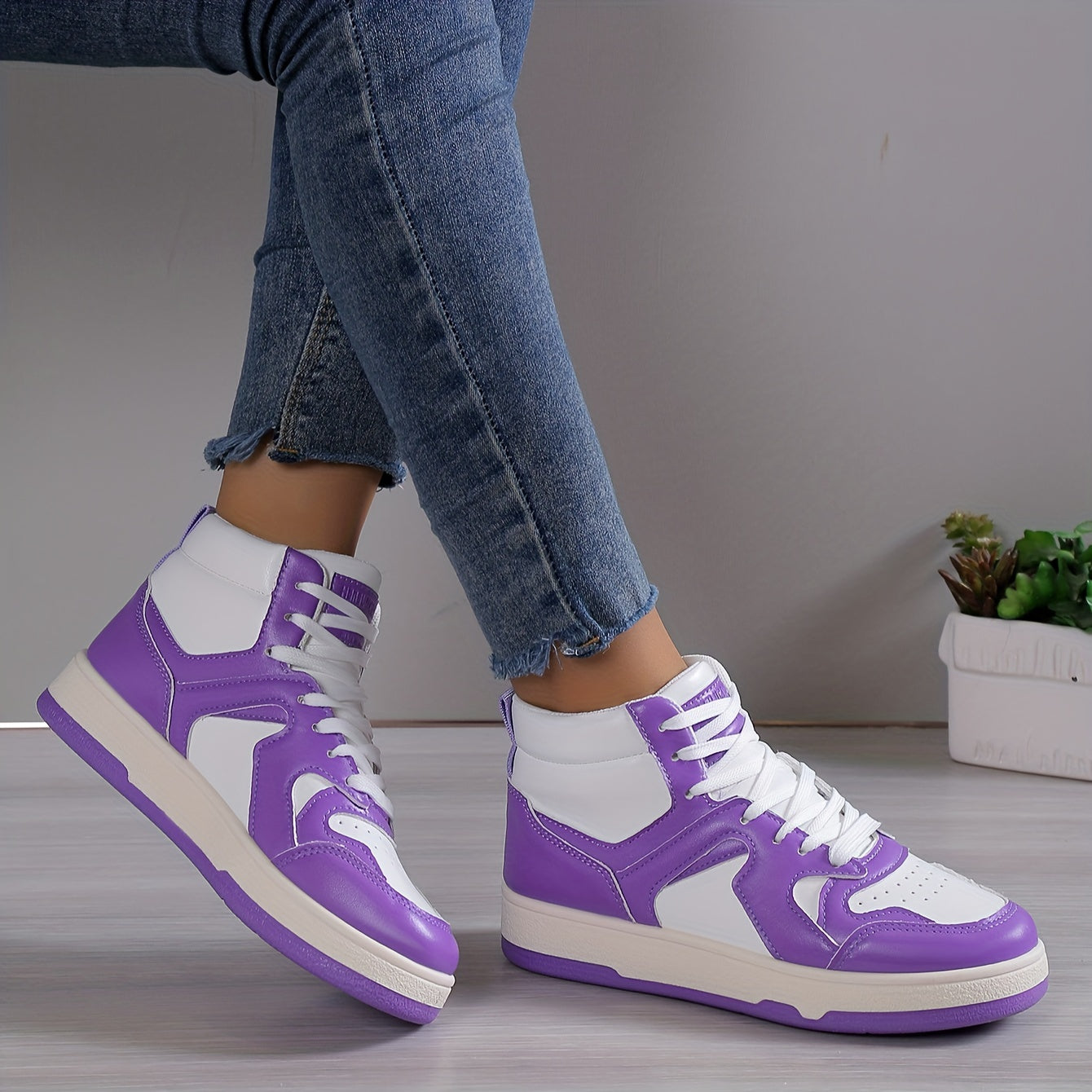 Women's Stylish Block Top Sneakers Comfortable Non slip Sports Shoes