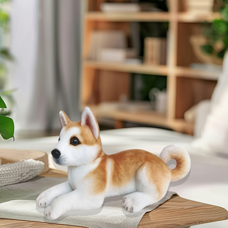 Realistic Shiba Inu Plush Toy - Natural Brown, Lying Pose - Family Party Gift