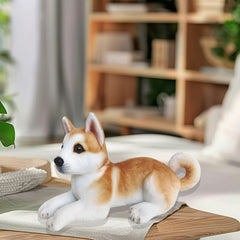 Realistic Shiba Inu Plush Toy - Natural Brown, Lying Pose - Family Party Gift