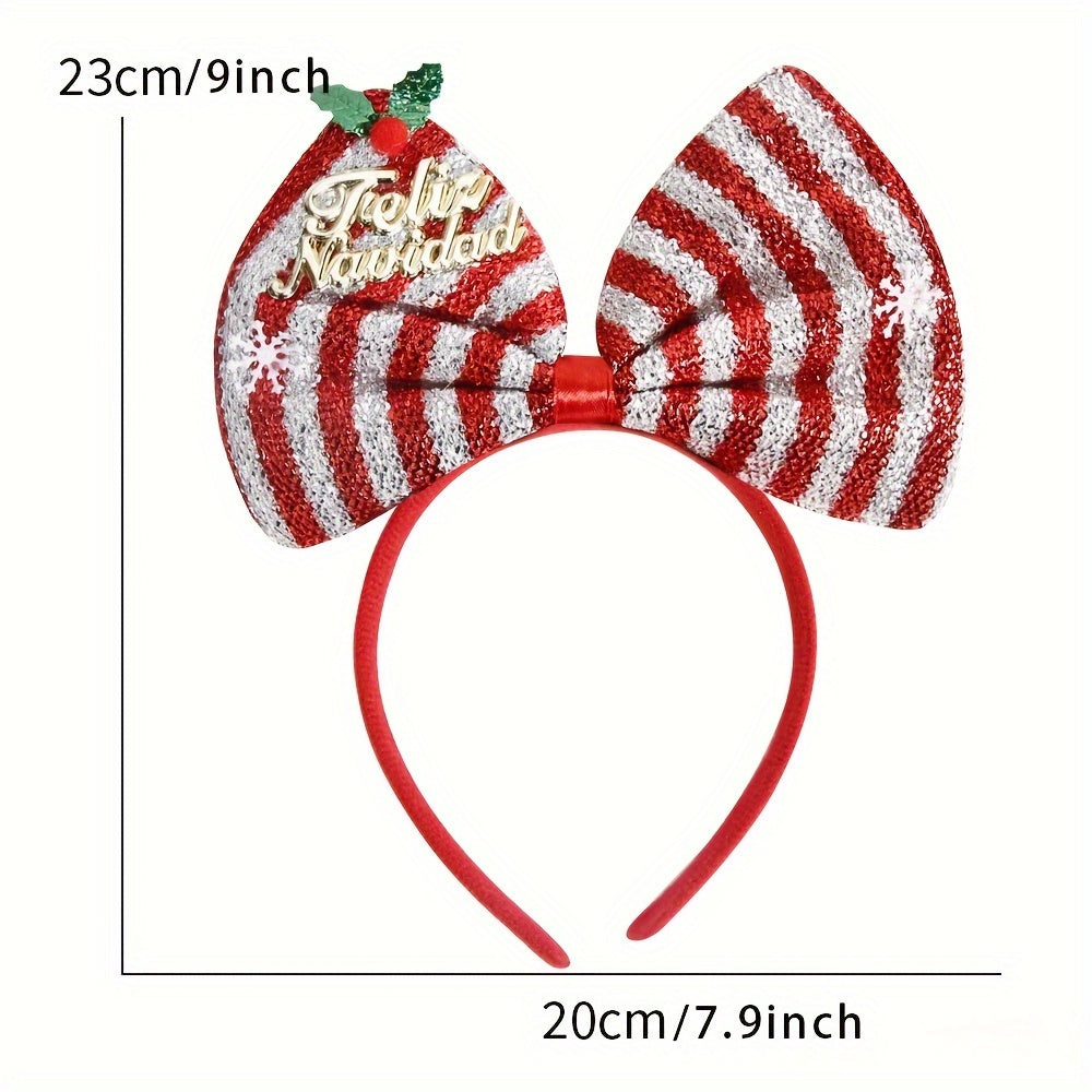 Christmas Bow Headband Rainbow Snowflake Party Decoration