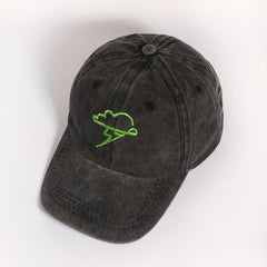 Cloud Lightning Embroidery Baseball Cap Gray Distressed Sunshade Dad Hat
