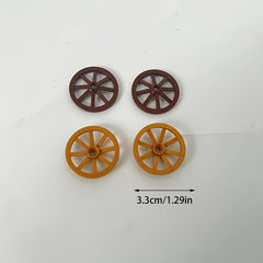 2 Pack Building Block Wheels in Dark Brown & Yellow