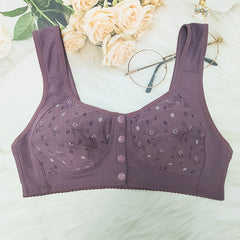 Floral Print Front Buckle Bra Wireless