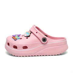 Women's Platform Garden Clogs Cartoon Wedge Slide Shoes