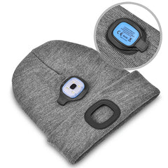 Unisex Beanie Hat With Light USB Rechargeable Hands LED Headlamp Hat
