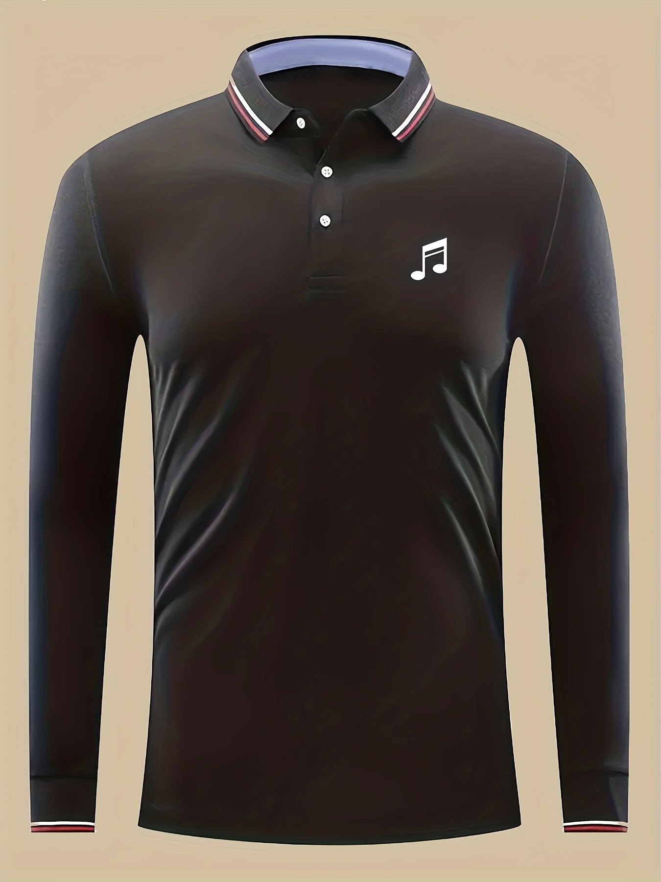 Musical Note Print Men's Lightweight Polo Shirt