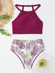 Leaf Print High Waist Bikini Sets Beach Bathing Suit