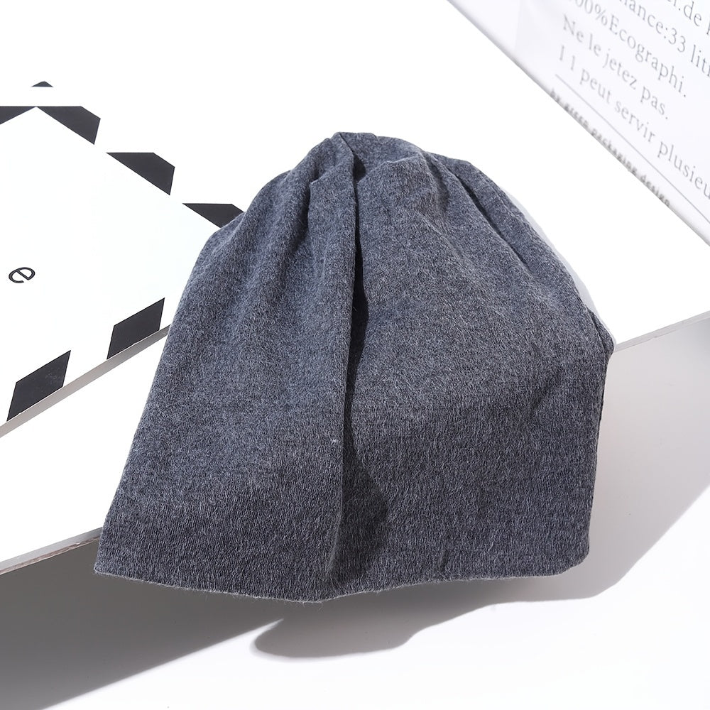 Soft Fleece Skull Cap for Men Winter Warm Cuffed Beanie Hat