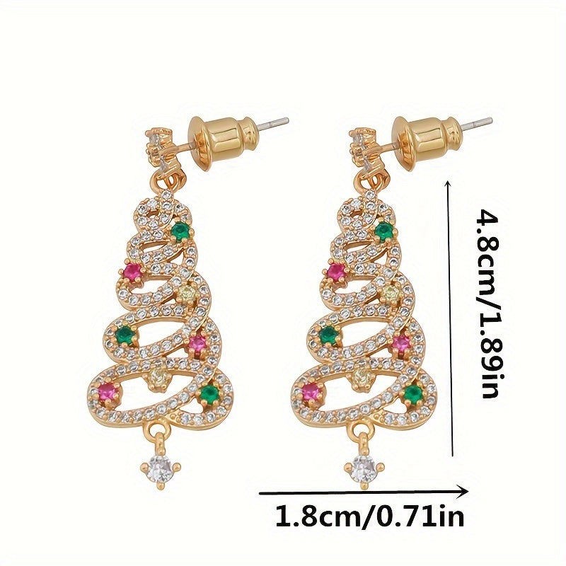 Holiday Style Zircon Snow & Christmas Tree Earrings