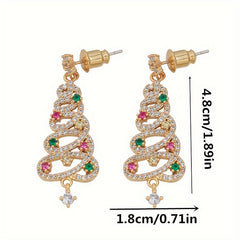 Holiday Style Zircon Snow & Christmas Tree Earrings
