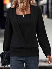 Solid Long Sleeve Knit Top for Women