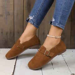 Women's Retro Buckle Strap Casual Walking Flats