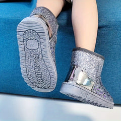 Sequin Snow Boots for Girls, Soft Warm Fleece, Outdoor Walking, Autumn/Winter