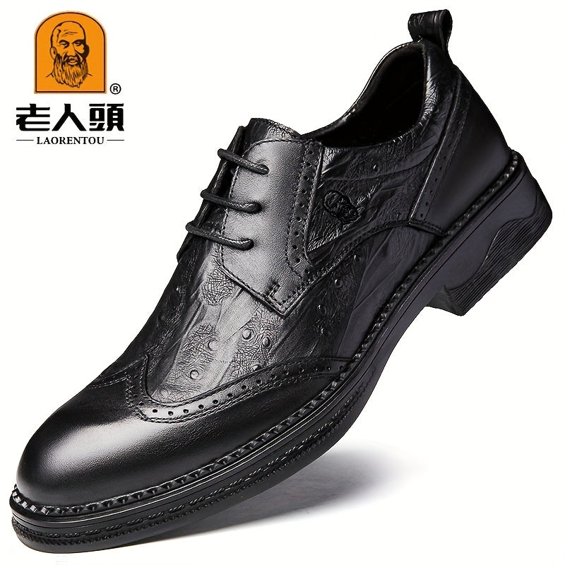 LAORENTOU Men's Brogue Leather Derby Shoes