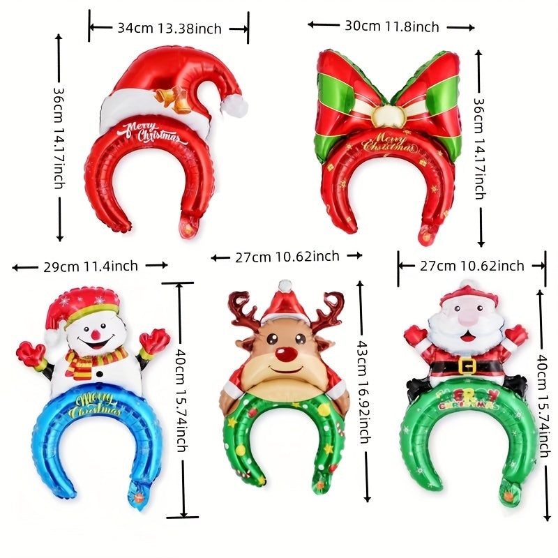 10pcs Christmas Party Headdress Aluminum Balloon Set
