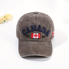 Canada Maple Leaf Baseball Cap Vintage Embroidered Washed Distressed Dad Hats