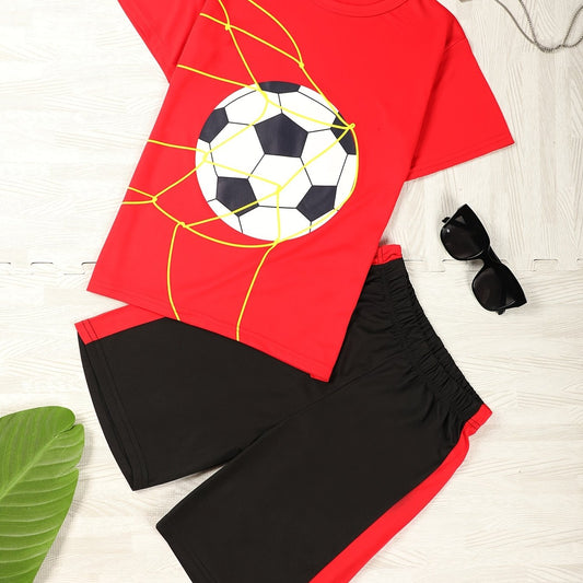 Boys Soccer T Shirt & Shorts Set for Summer