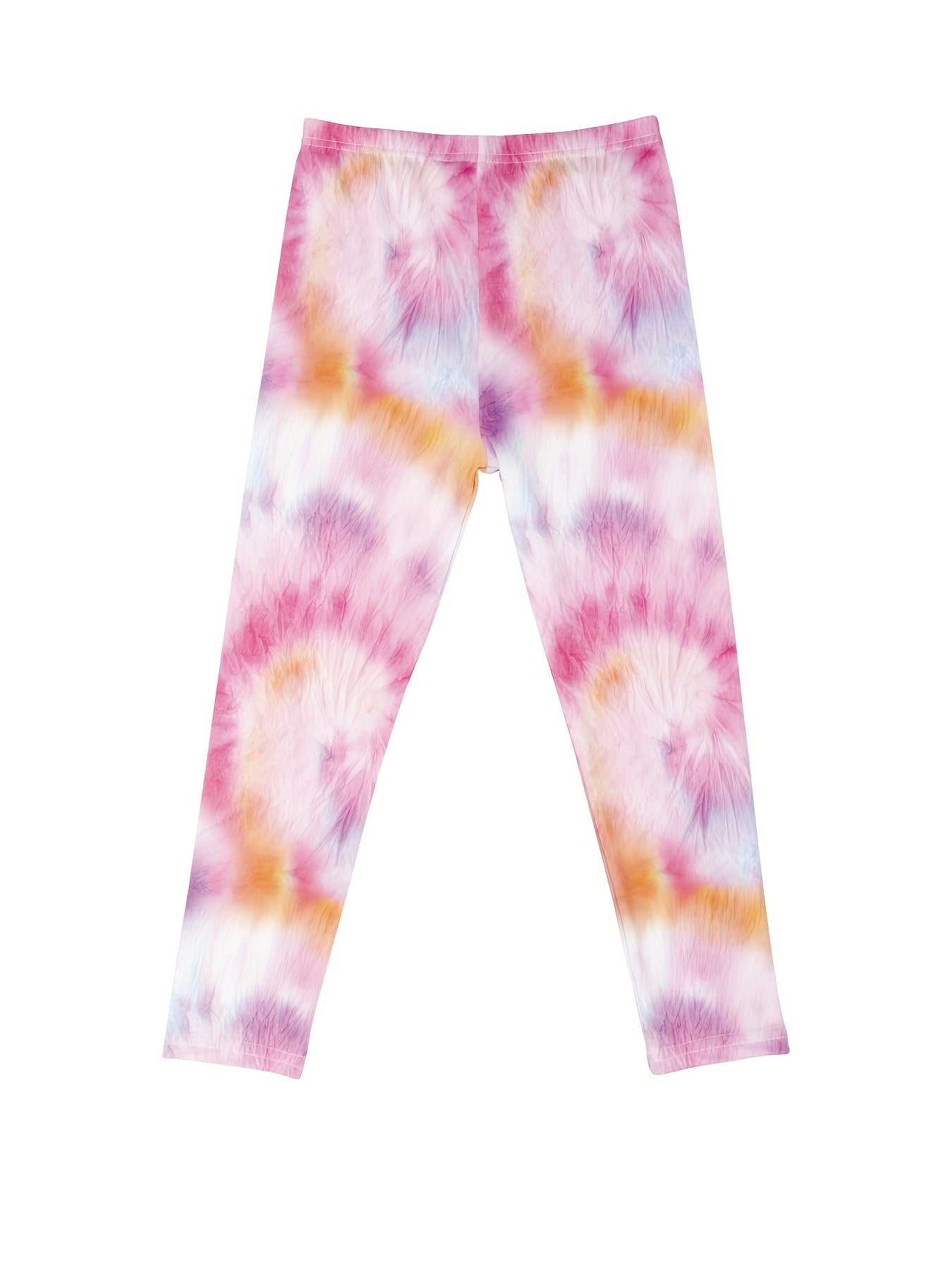 3pcs Girls Bow Heart Fish Scale Tie Dye Athletic Workout Leggings