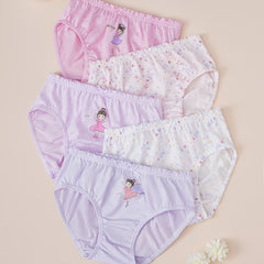 5pcs Girls Ballet Dancer Frill Trim Shortie Brief Cotton Underwear