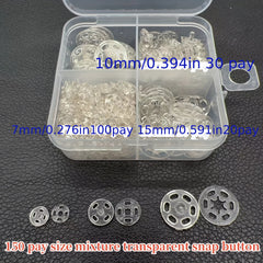 150 Round Transparent Snap Buttons for Clothing DIY