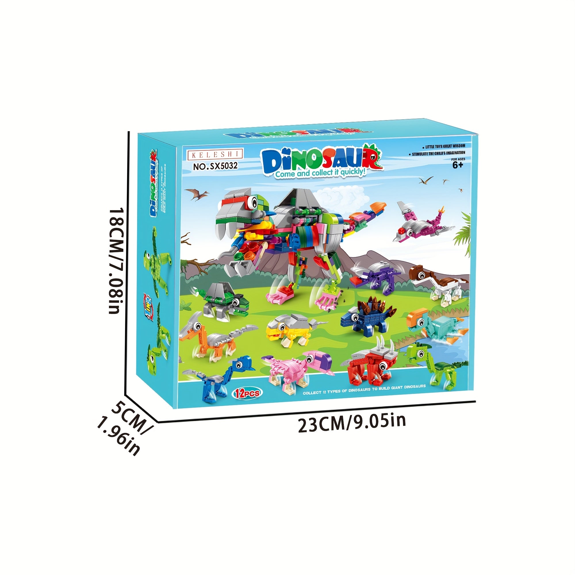 12pcs Dinosaur Block Kit Gift for Boys Dinosaur Toy Set