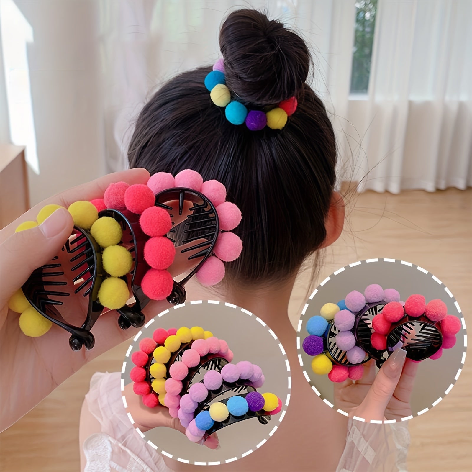 Plush Ball Hair Clip Ponytail Buckle for Baby Girls