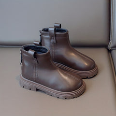 Boys Solid Non Slip Zipper Boots for Indoor Outdoor Travel