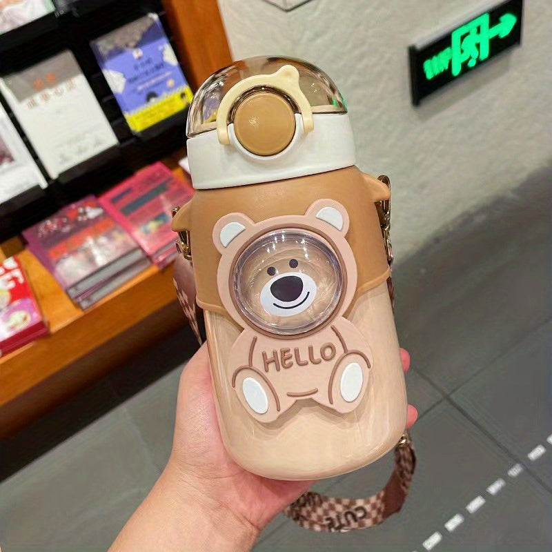 Stainless Steel Insulated Cup with Straw & Strap for Outdoor Activities