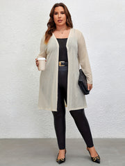Casual Cardigan Solid Open Front Long Sleeve Medium Stretch