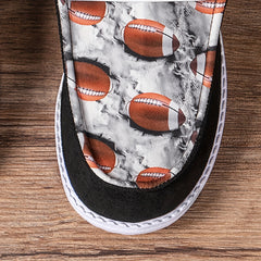 Women's Blocking Rugby Pattern Flat Shoes Casual Lightweight Soft Walking Shoes