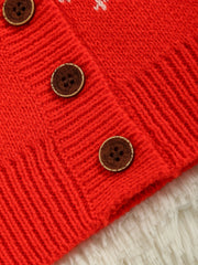 Christmas Dressing Button V neck Knit Cardigan Little Girls Casual Sweater Top