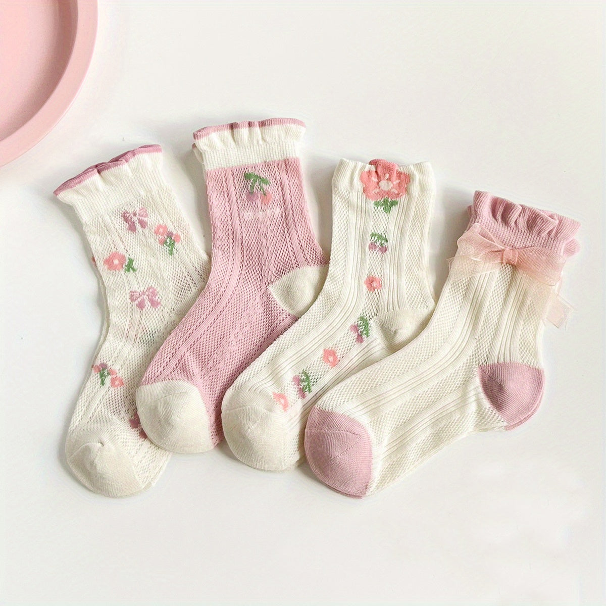 Princess Style Lace Bow Mesh Knee High Socks for Girls