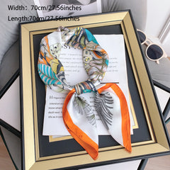 Boho Feather Print Bandana Vintage Square Scarf Neckerchief Turban