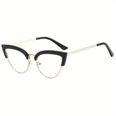 Triangle Metal Frame Clear Lens Glasses Anti Light Eyewear