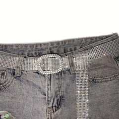 Rhinestone Inlaid Y2K Belts Sparkly Belt Stylish Wide Belt Dress Girdle
