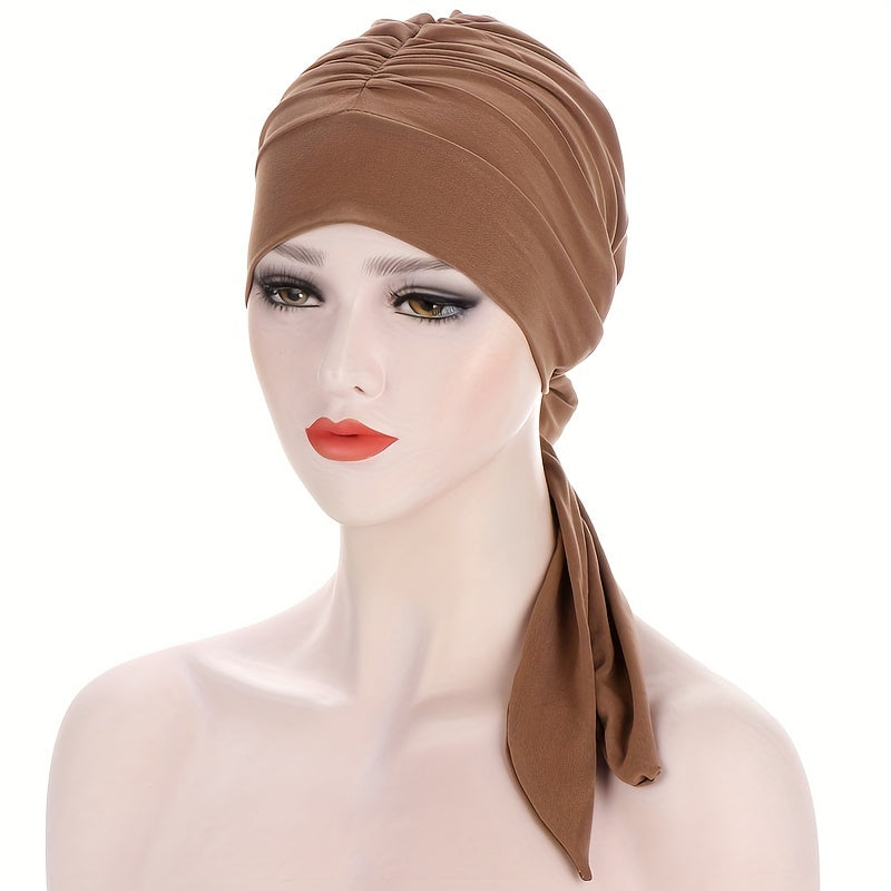 Ruched Head Wrap Casual Elastic Turban Cap Beanies Lightweight