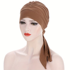 Ruched Head Wrap Casual Elastic Turban Cap Beanies Lightweight